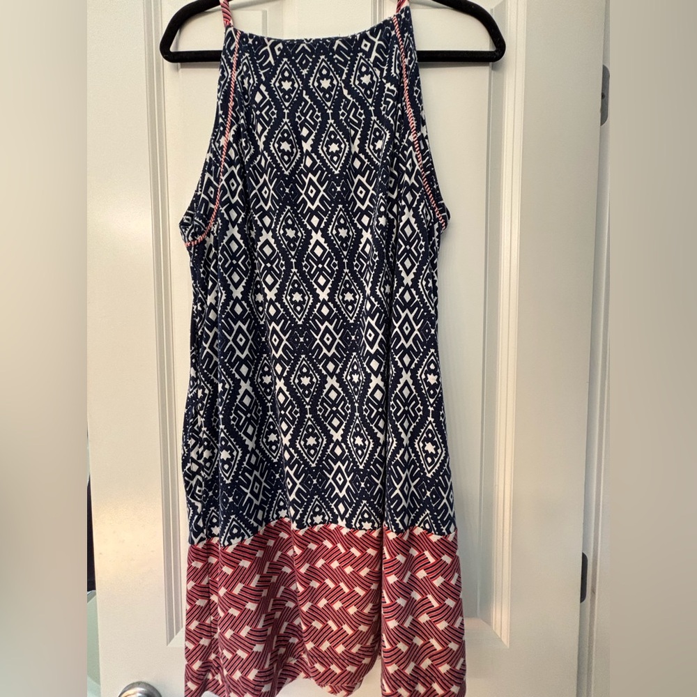 THML Blue and White Patterned Dress w/ pockets